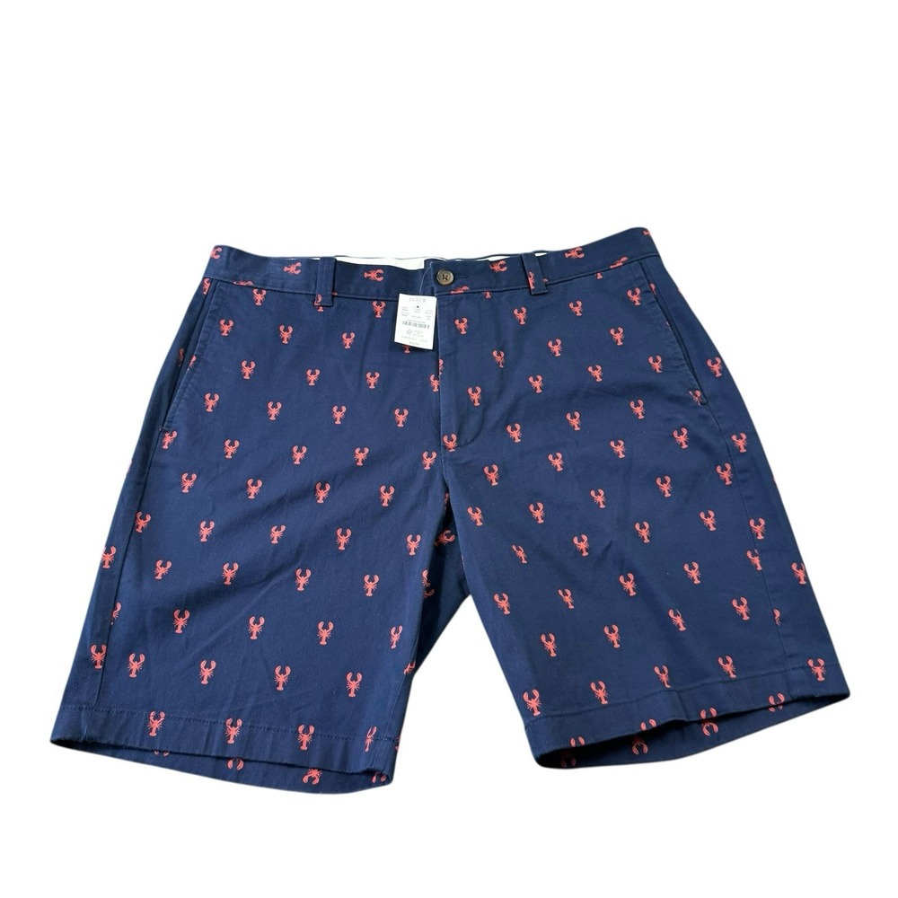 J.Crew Navy Blue Red Lobster Embroidered Chino Shorts AL101 Mens 35 NWT